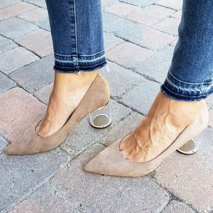 Zara Clear Round Block Heel Pointed Toe Pumps 10